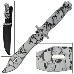 12" inch Skull Camouflage Bowie Knife w/ Sheath