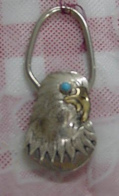 KEY CHAIN SILVER & TURQUOISE EAGLE NEW!