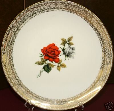 COLLECTOR BAVARIA RED GRAY ROSE PLATE DISH MITTERTEICH