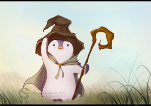 Penguin Mage - A5 postcard