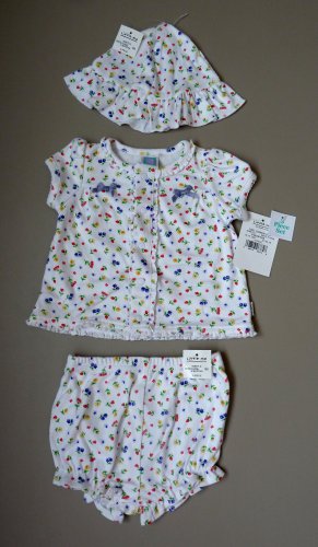 NWT, 9 months, Girls 3 Piece MATCHING Shirt, Bloomers, and Hat, LITTLE ME