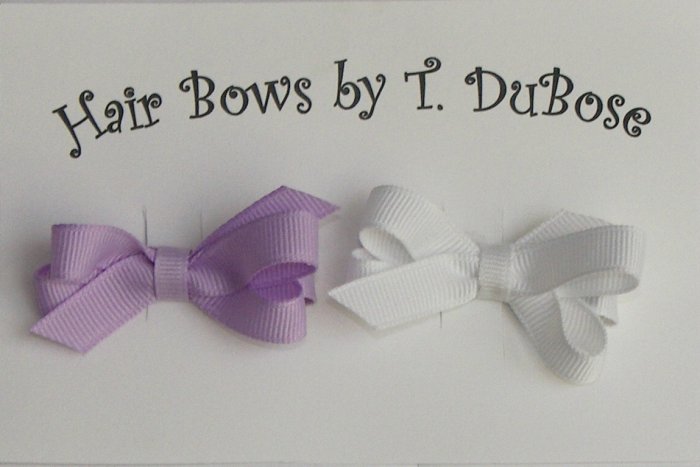 WHITE AND LAVENDER BABY BOWS