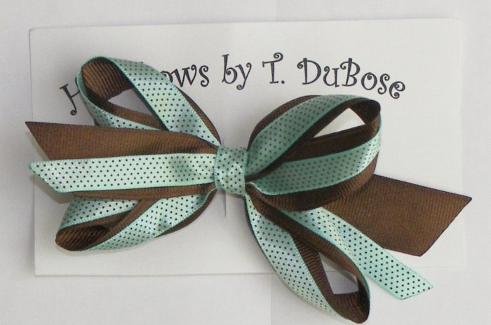 BROWN & TEAL HAIR BOW