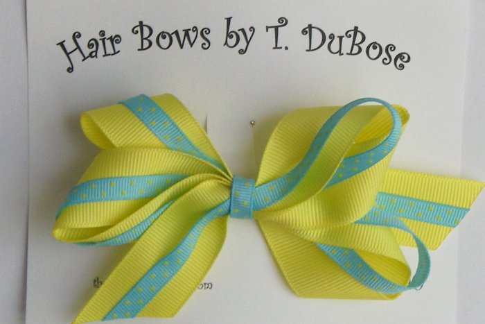 YELLOW & BLUE HAIR BOW