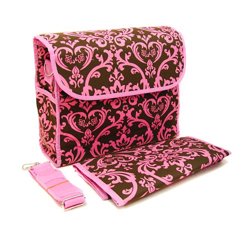 Floral Diaper Bag in Pink and Brown