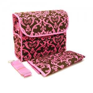 Floral Diaper Bag in Pink and Brown