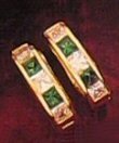 Hoop Earrings with Channel Set Green CZ ( 0293J-S-E15G )