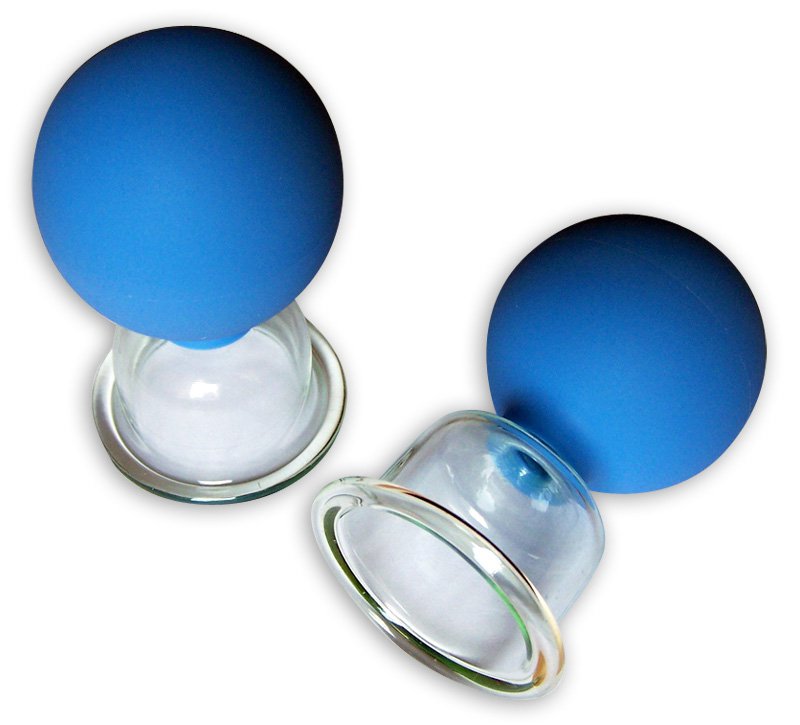 SET OF 2 GLASS MASSAGE CUPS FOR MASSAGE THERAPY