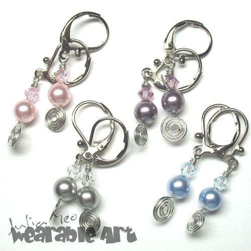 Felicia - Rhodium Plated Swarovski Pearl / Crystal Earrings