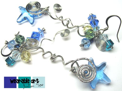 Aquamarine Life - Swarovski Crystal Starfish Earrings