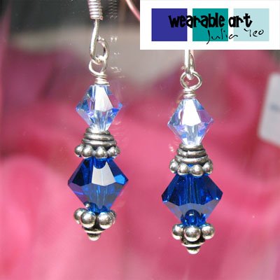 By the beach - Swarovski Crystal Earrings / .925 Sterling Silver / Bali Silver