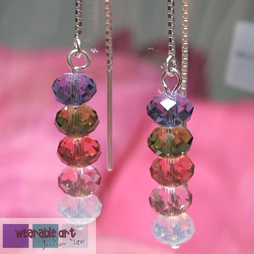Beautiful Life - .925 Sterling Silver Ear Threads and Swarovski Crystal Earrings