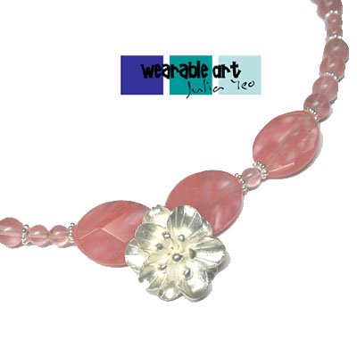 ~Sakura~ 99.9% and Sterling Silver Cherry Quartz Necklace