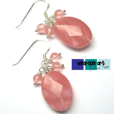 ~Sakura~ Sterling Silver Cherry Quartz Earrings
