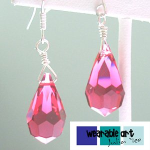 ~The Red Wine~ .925 Silver Swarovski Crystal Earrings