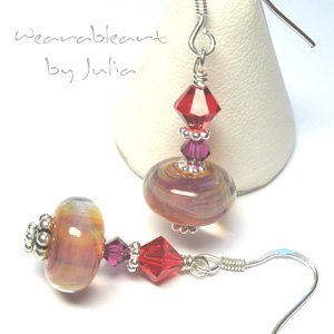*Colorful Life* ~ Boro Lampwork & Swarovski Crystal Earrings
