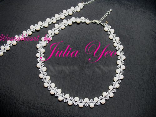 Innocence - White snowy handcrafted Swarovski necklace