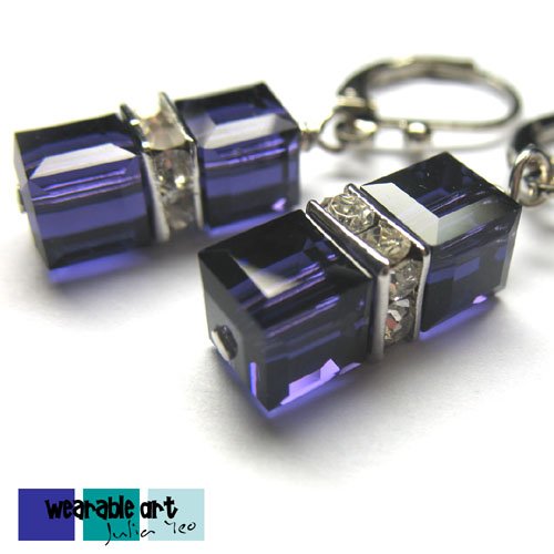 ~Purple Velvet Cubes~ .Swarovski Crystal Earrings