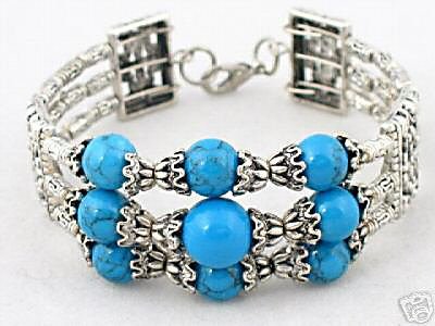 A-Elegant tibetan silver turquoise bracelet