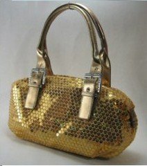 Gold Sequin Double Strap Handbag