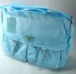 Blue Microfiber Fold Over Handbags with Two Front Pockets
