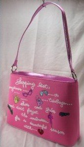 Pink "Shopping List" Metallic Color Trim and Glitter Design