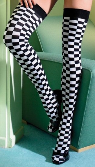Checkerboard Pattern Thigh Highs