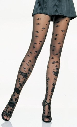 Lycra Sheer Pantyhose With Opaque Flowers
