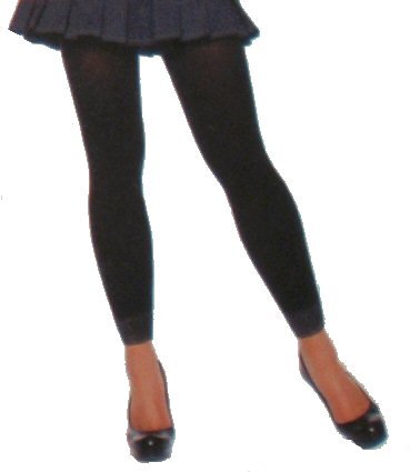 Nylon Footless Tights with Lace Trim