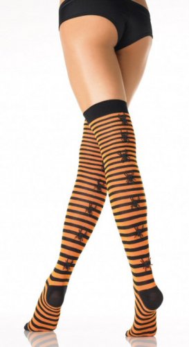 Striped Stockings with Rubber Spider Back Seam