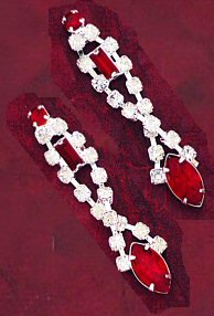 Austrian Crystal Drop Earrings with Red Crystal Accent