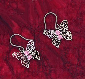Butterfly Scroll Earrings with Crystal Accent