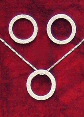 Circle Sterling Silver and CZ Earring Sets