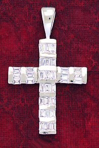 Cross Pendant with Baguette CZ Inlay
