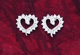CZ & White Gold Plated Heart Cluster Earrings