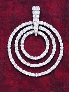 CZ and White Gold Plated Concentric Circle Pendant