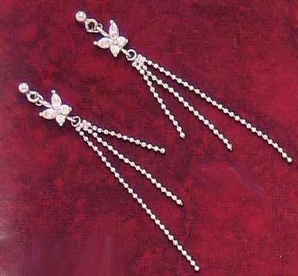 CZ Butterfly Drop Style Earrings