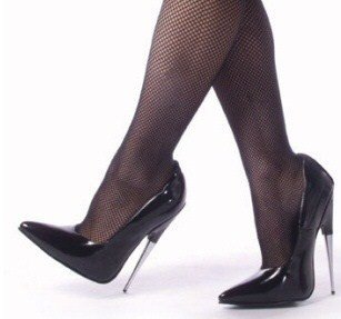 "Scream" - Women's Spike Stiletto Heel Shoes in Black Gloss
