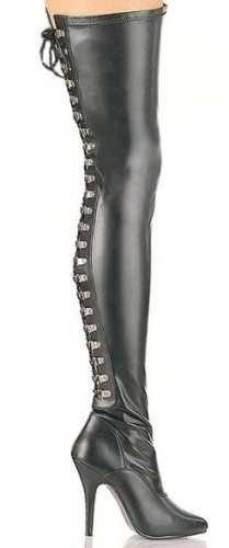 "Seduce" - Women's Thigh High Heeled Tight Boots with Lace Up Back