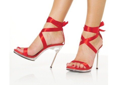 "Chic" - Women's Stiletto Heels/Shoes with Satin Ankle Laces in Red