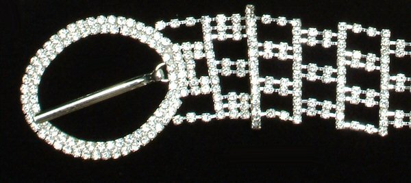 Checker Design Rhinestone Belt with Oval Buckle