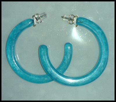 Thick Blue Hoop Earrings