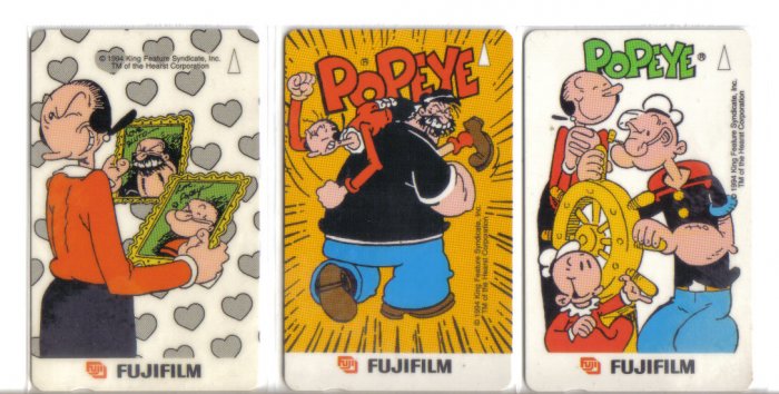 Popeye Phonecard (mint) set of 3. Limited Edition