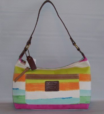 MANHATTAN WEEKEND WATERCOLOR STRIPE TOP HANDLE POUCH