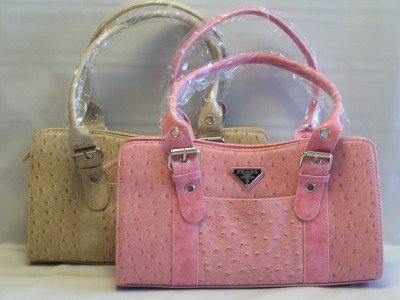 OSTRICH SHOULDER HANDBAG IN 4 COLORS WITH MATCHING WALLET