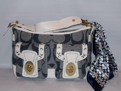DENIM NYC SHOULDER HANDBAG W/ SCARF