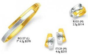 14kt Fancy Bangle, Ring, And Earring Set