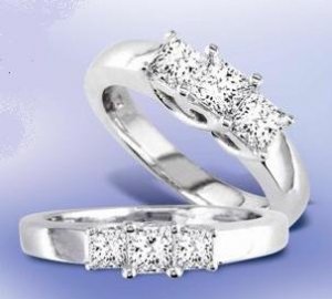 14k White Gold 1/2ct. Princess Cut Diamond Trellis Ring