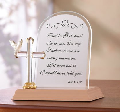 Plate Glass Cross With Prayer