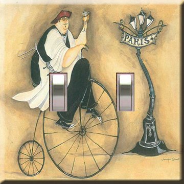 Fat Chef on Bicycle 2 Double Switchplate Cover
